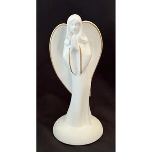 Teleflora Angel of Grace Keepsake Porcelain Sculpture White with Gold Trim 9"
